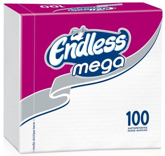 Χαρτοπετσέτες Mega Λευκές Endless (172g-100 φύλλα)