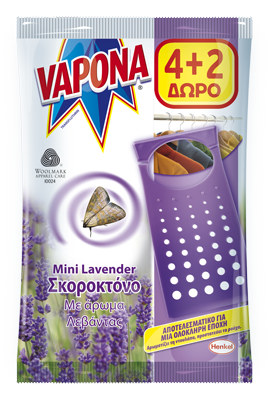Σκοροκτόνο Mini Perfume με άρωμα Λεβάντας Vapona (4+2τεμ.Δώρο)