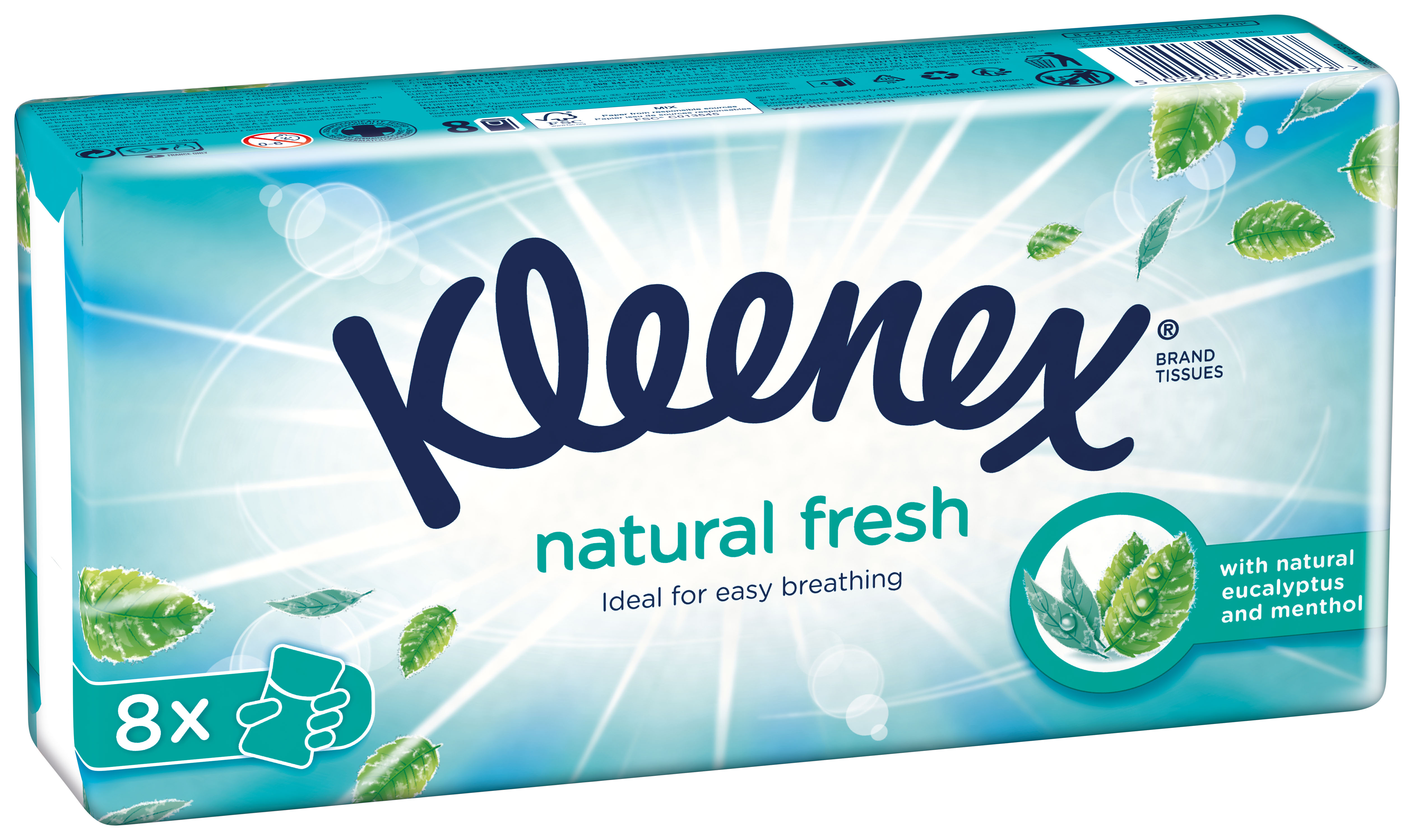 Χαρτομάντηλα τσέπης Natural Fresh Kleenex (8 πακέτα)