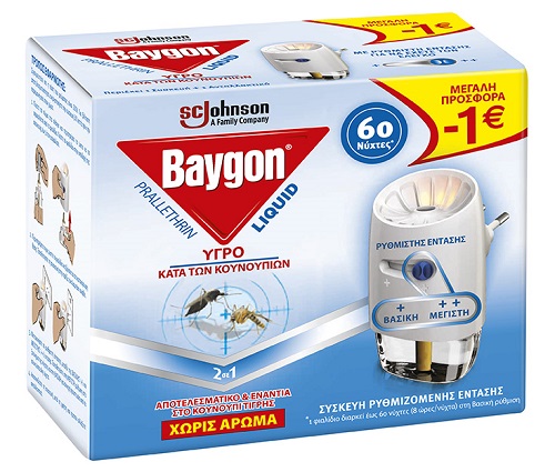 Liquid Συσκευή Ρυθμιζόμενης Έντασης 60 Νύχτες Baygon (36ml) -1€