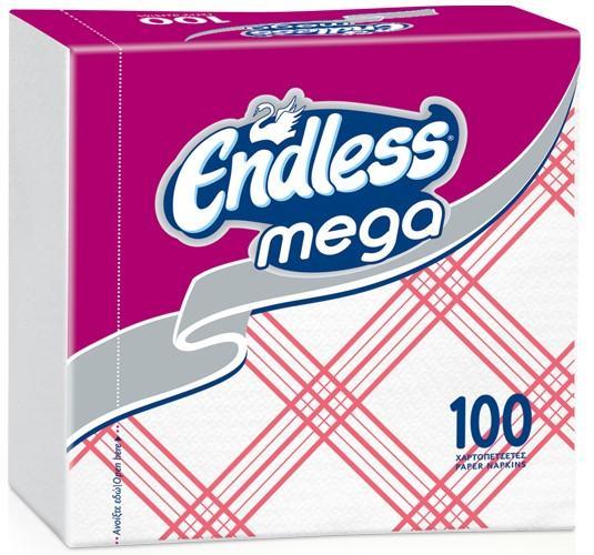 Χαρτοπετσέτες Mega Καρώ Κόκκινες Endless (172g-100 φύλλα)