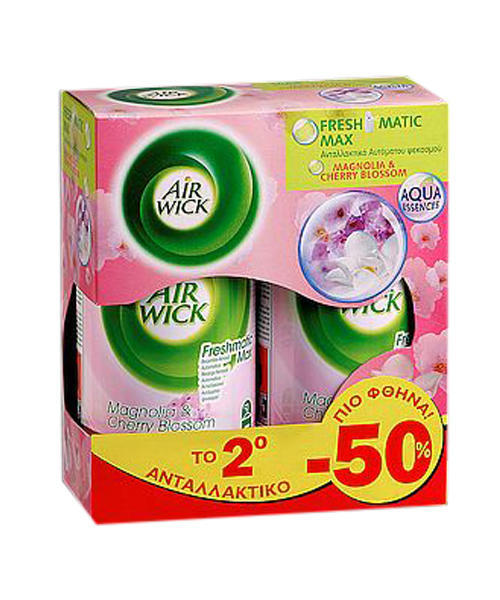 Ανταλλακτικό Αρωματικό Χώρου Magnolia & Cherry Freshmatic Airwick (2×250 ml) το 2ο -50%