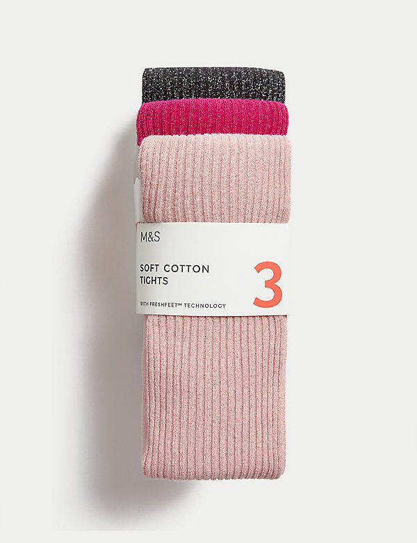 Cotton Rich Glitter Ribbed Tights 6 7 years old Marks Spencer 3pcs