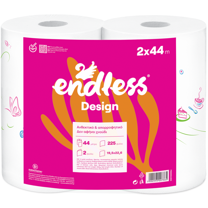 Χαρτί Κουζίνας 2φύλλο Design Endless (2ρολάx450 g)