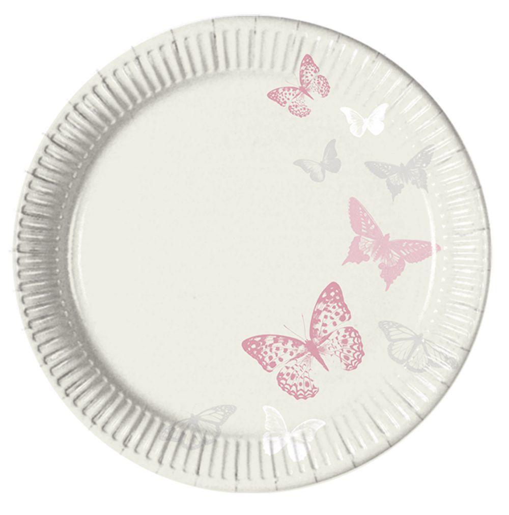 Πιάτα Χάρτινα Μεγάλα Pink Butterfly Happy Time (10 τεμ)