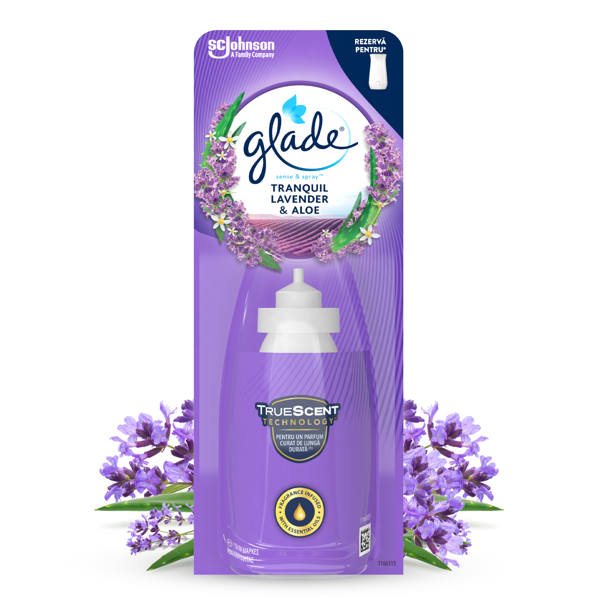SC Johnson Ανταλλακτικό Αρωματικό Χώρου Sense & Spray Calm Lavender & Aloe Glade (1 τεμ)