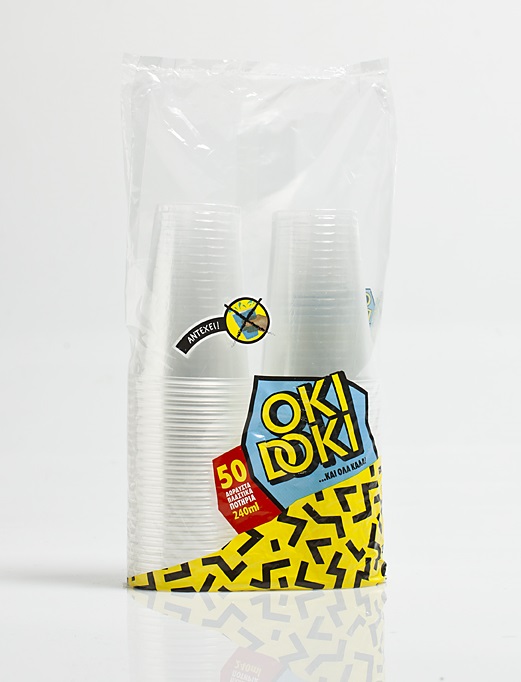 Ποτήρι πλαστικό διάφανο Oki Doki 240ml (50τεμ)