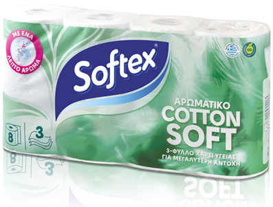Χαρτί Υγείας 3φ Cotton Soft Αρωματικό Softex (8ρολά*85g)