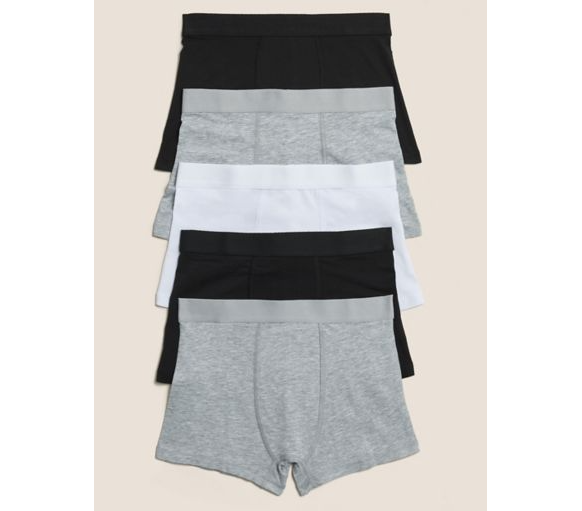Marks & Spencer Μποξεράκια Μαύρα με υψηλή περιεκτικότητα σε βαμβάκι (7-8 ετών) Marks & Spencer (5τεμ)