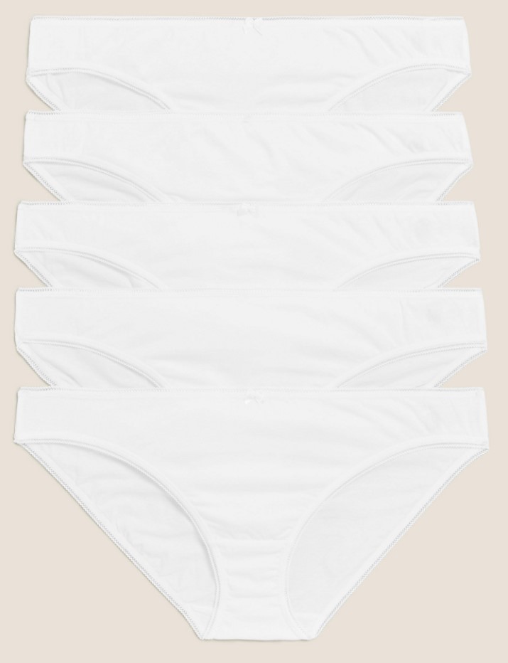Marks & Spencer Σλιπ Μπικίνι Λευκό από Βαμβάκι Lycra (38) Marks & Spencer (5τεμ)