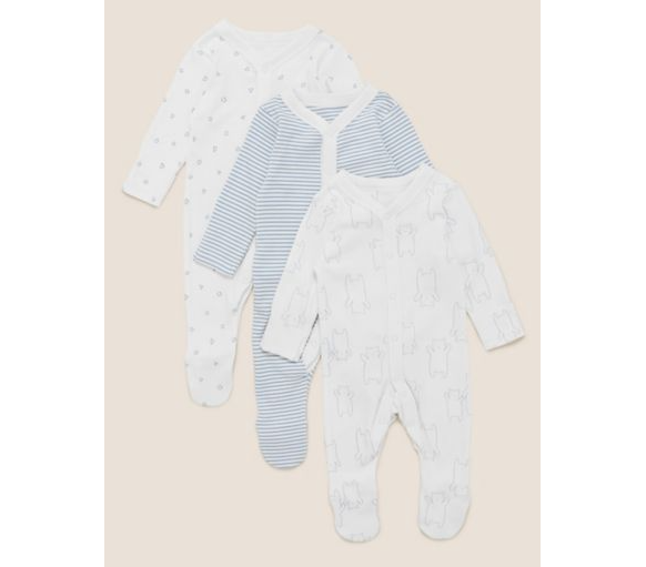 Marks & Spencer Φορμάκια Ύπνου Μπλε από 100% βαμβάκι (9-12 μηνών) Marks & Spencer (3τεμ)