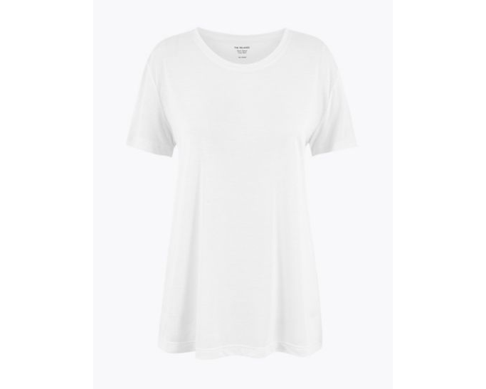 Marks & Spencer Κοντομάνικο T-Shirt Λευκό σε χαλαρή γραμμή (36) Marks & Spencer