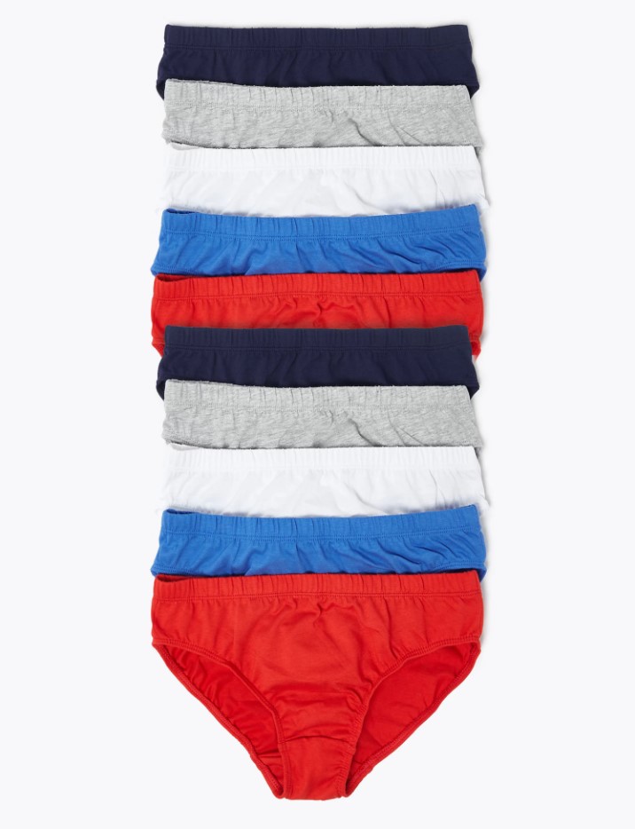 Marks & Spencer Σλιπ Mix Χρωμάτων από 100% βαμβάκι (8-9 ετών) Marks & Spencer (10τεμ)