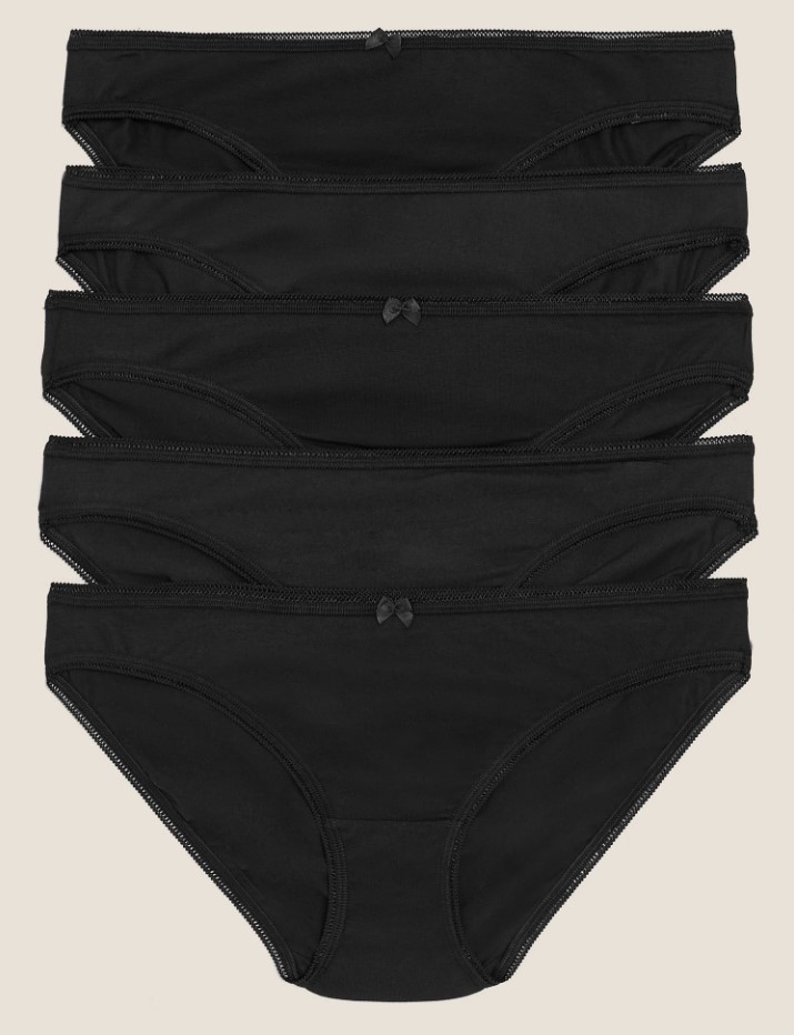 Marks & Spencer Σλιπ Μπικίνι Μαύρο από Βαμβάκι Lycra (38) Marks & Spencer (5τεμ)