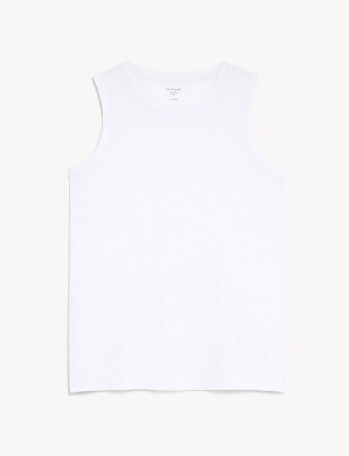 Marks & Spencer Αμάνικο Τοπ Απαλό Λευκό σε Χαλαρή Γραμμή (34) Marks & Spencer